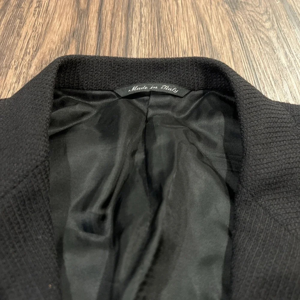 Canali Proposta Sport Coat Blazer Jacket 56L EU Waffle Knit Pure Wool In Black